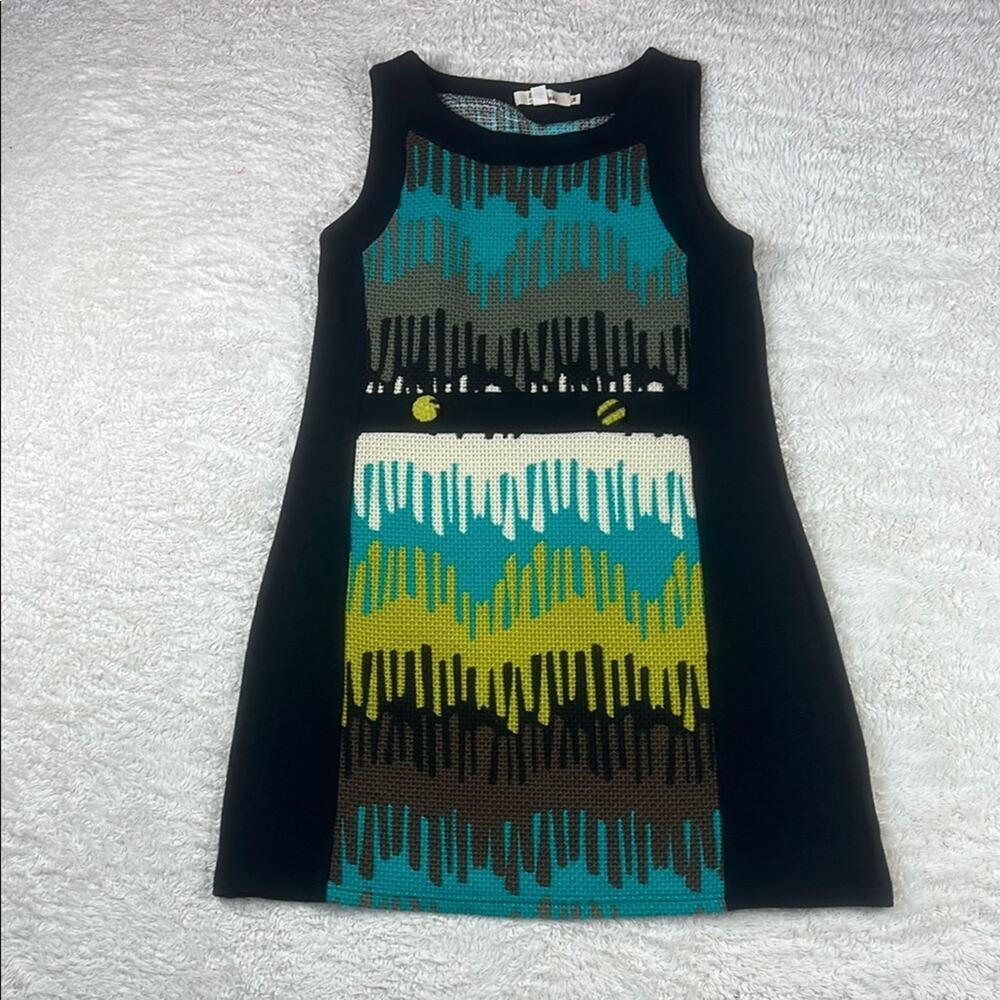 Aryeh soft knit geometric patterned panel dress, size med